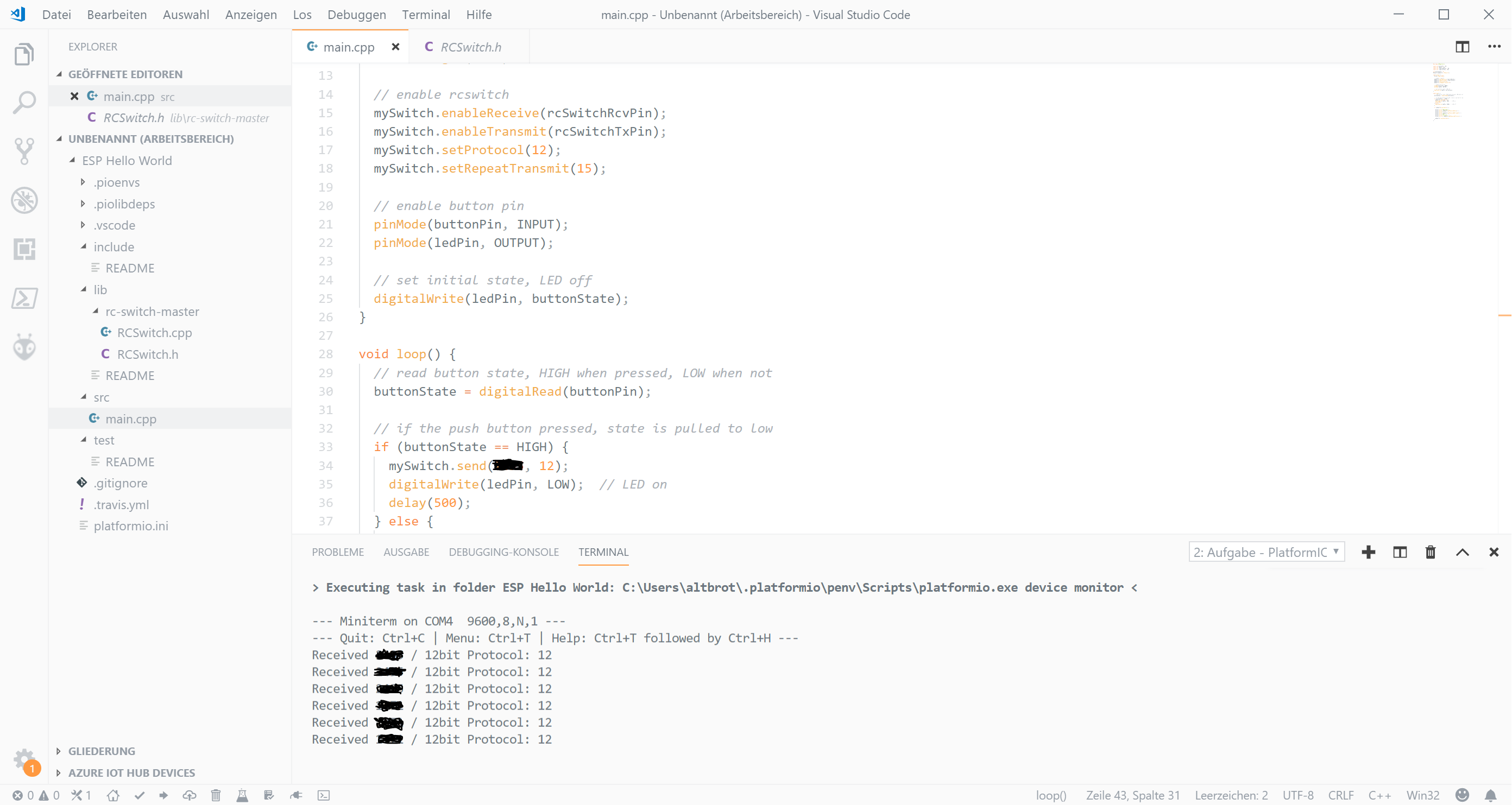 VS Code - main.cpp